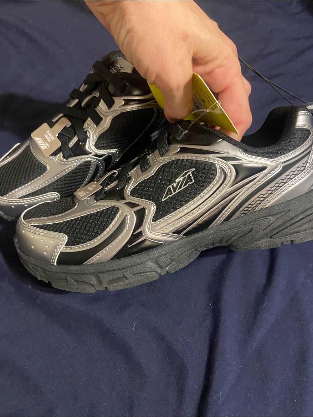 Avia Men’s Black and Silver Mesh Athletic Sneakers